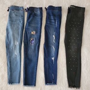 Justice Girls Jeans Bundle 4 Pairs Skinny Distressed Size 10